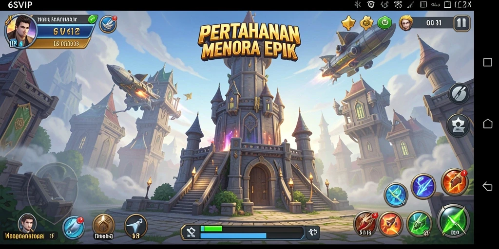 Tangkapan layar gameplay menara pertahanan yang menegangkan.