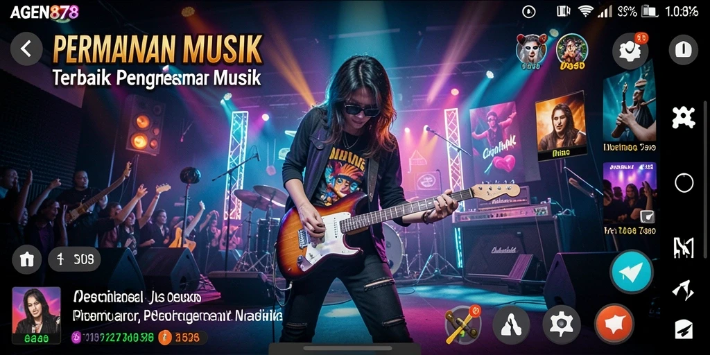 Screenshot gameplay AGEN878 menampilkan aksi bermain musik yang seru.