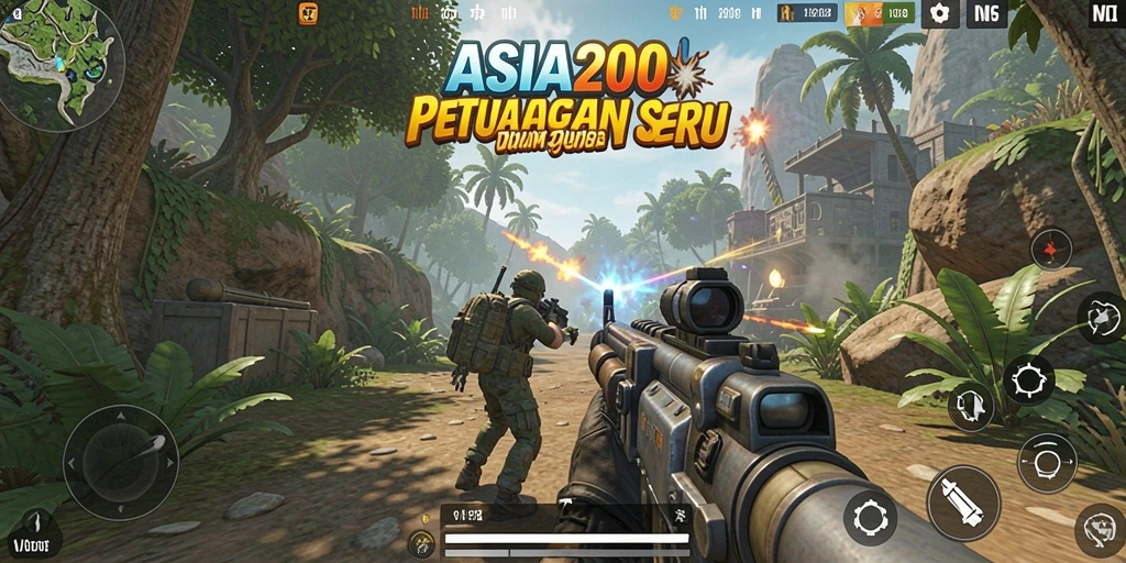 Tangkapan layar gameplay ASIA200 dengan aksi pertempuran yang mendebarkan.