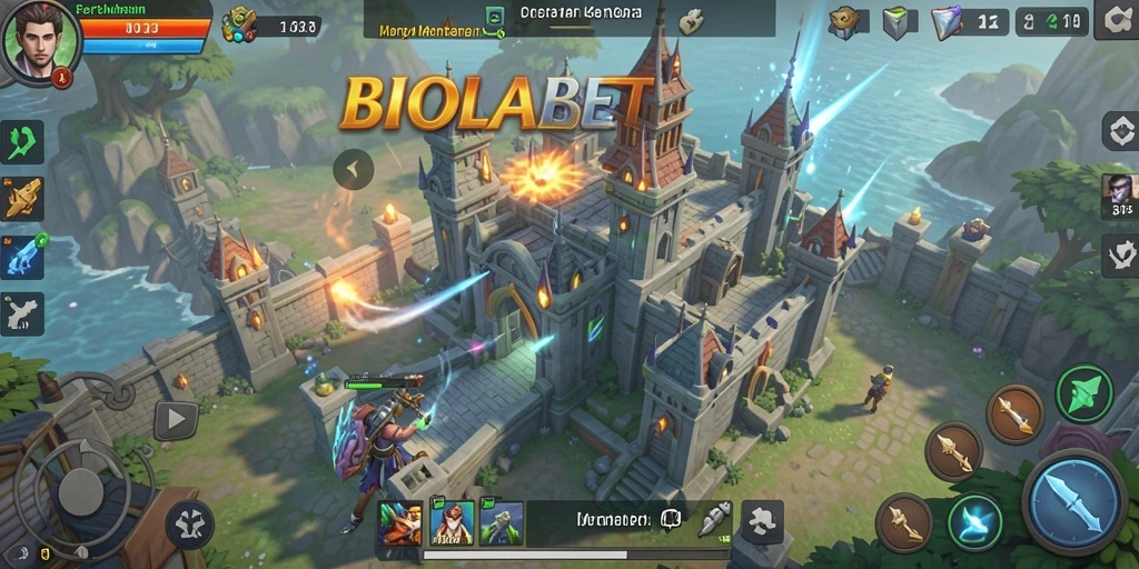 Screenshot gameplay BIOLABET yang menunjukkan strategi menara bertahan.