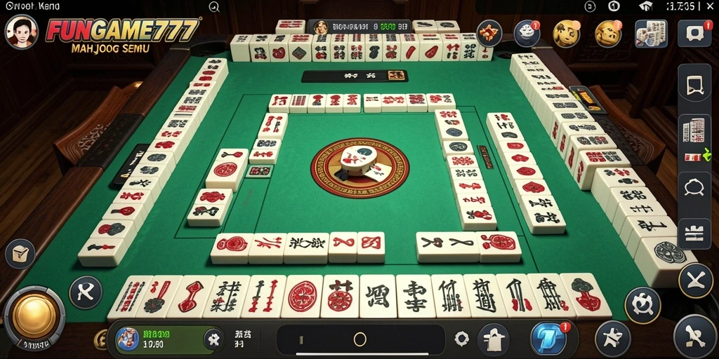 Tampilan gameplay menarik dalam FUNGAME777 yang penuh strategi Mahjong.