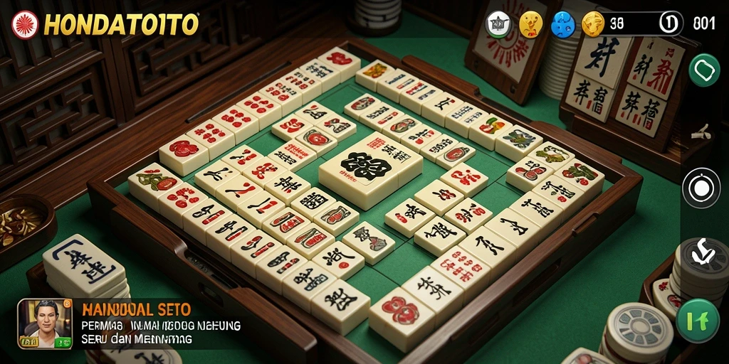 Tampilan gameplay seru dari aplikasi HONDATOTO Mahjong.
