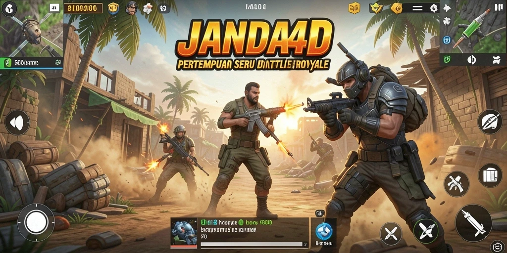 Gameplay seru di JANDA4D dengan aksi pertempuran Battle Royale.