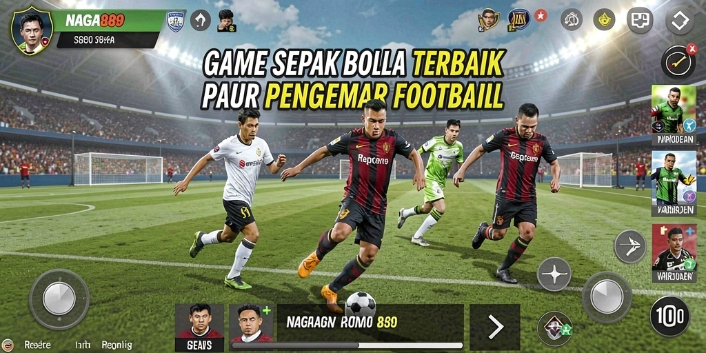 Tampilan gameplay seru dalam NAGA889 yang menggambarkan pertandingan sepak bola.