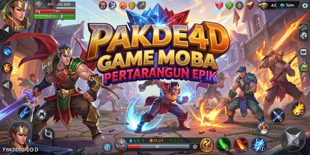 Tampilan gameplay seru dalam pertempuran MOBA.