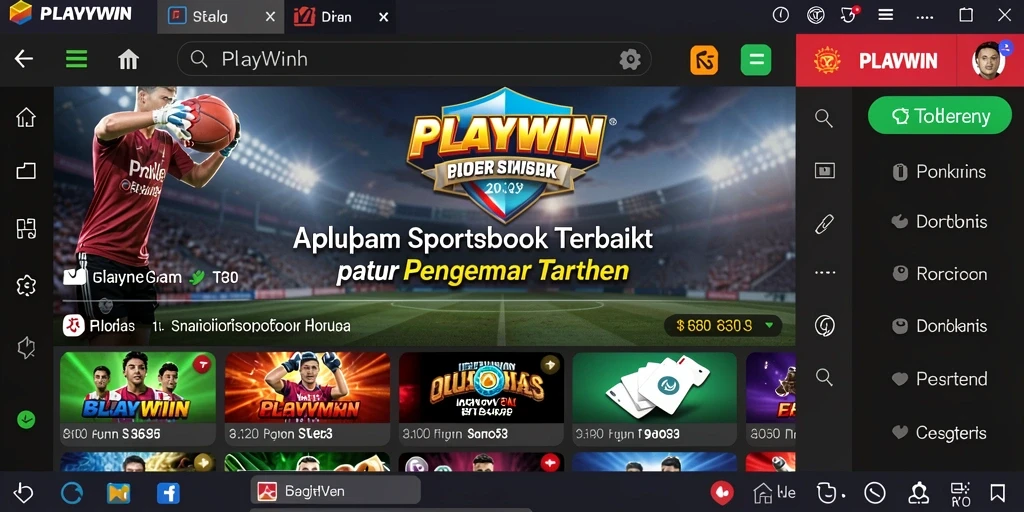 Screenshot utama PLAYWIN menampilkan gameplay taruhan olahraga yang mendebarkan.