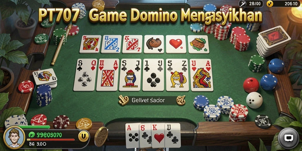 Screenshot gameplay PT707 menampilkan aksi seru permainan domino.