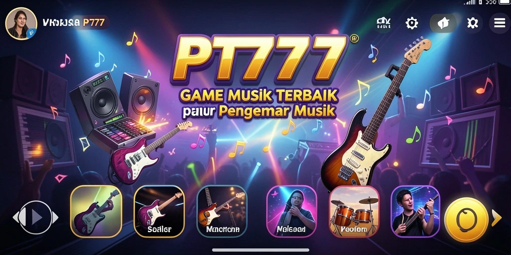 Screenshot gameplay PT777 dengan tampilan visual musik yang menarik.
