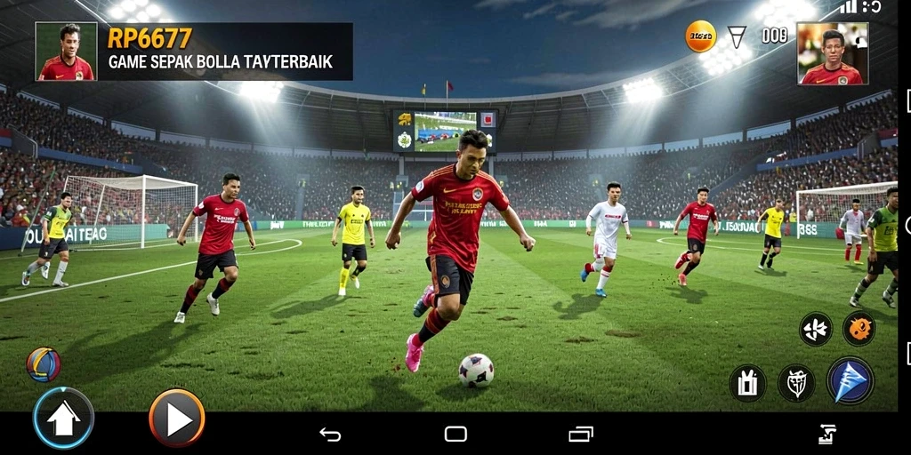 Tampilan gameplay seru dari RP6677 yang menampilkan aksi sepak bola.