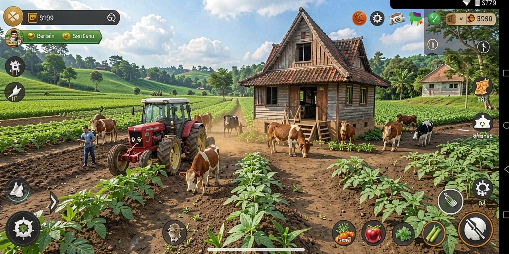 Tampilan gameplay bertani di ST789 yang mengasyikkan.