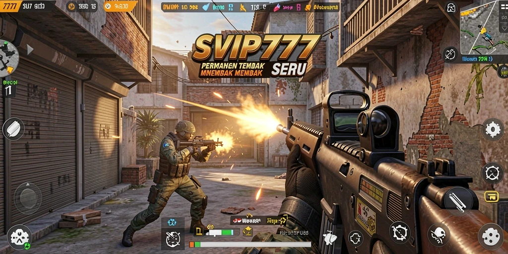 Screenshot menunjukkan aksi intens dalam game SVIP777 dengan pemain yang bertempur.