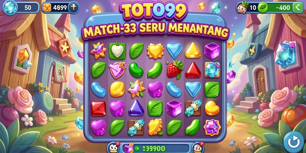TOTO99 menampilkan gameplay Match-3 yang seru dan penuh warna.