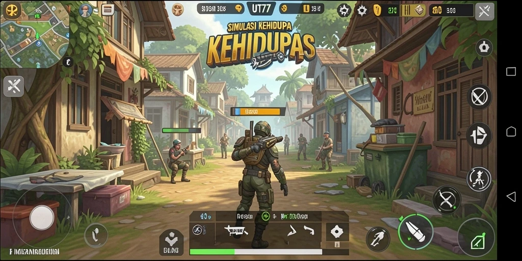 Tangkapan layar UT77 menampilkan gameplay simulasi kehidupan yang mendalam.