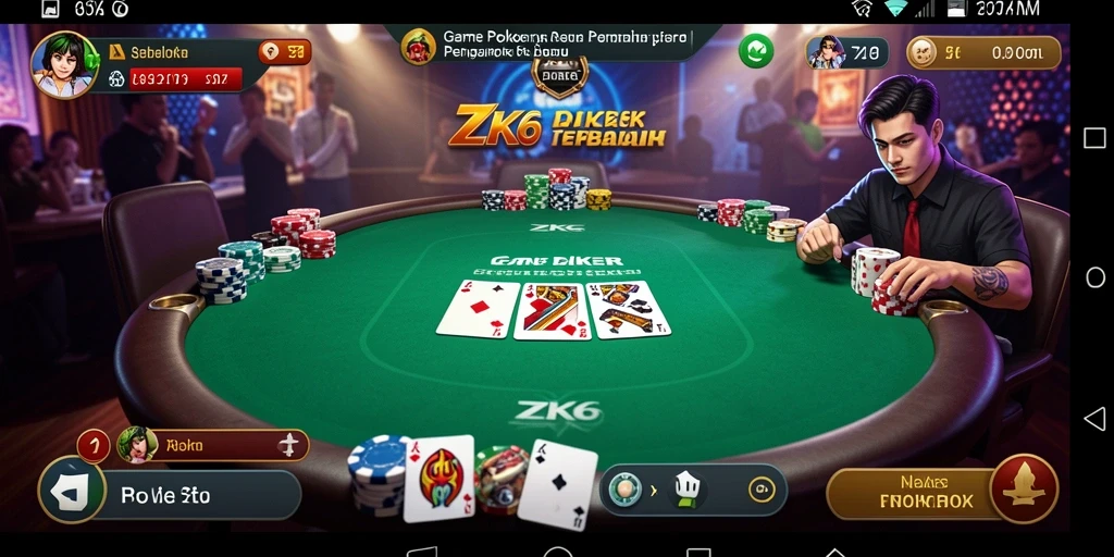 Tangkapan layar permainan Poker yang menampilkan aksi mendebarkan di ZK6.